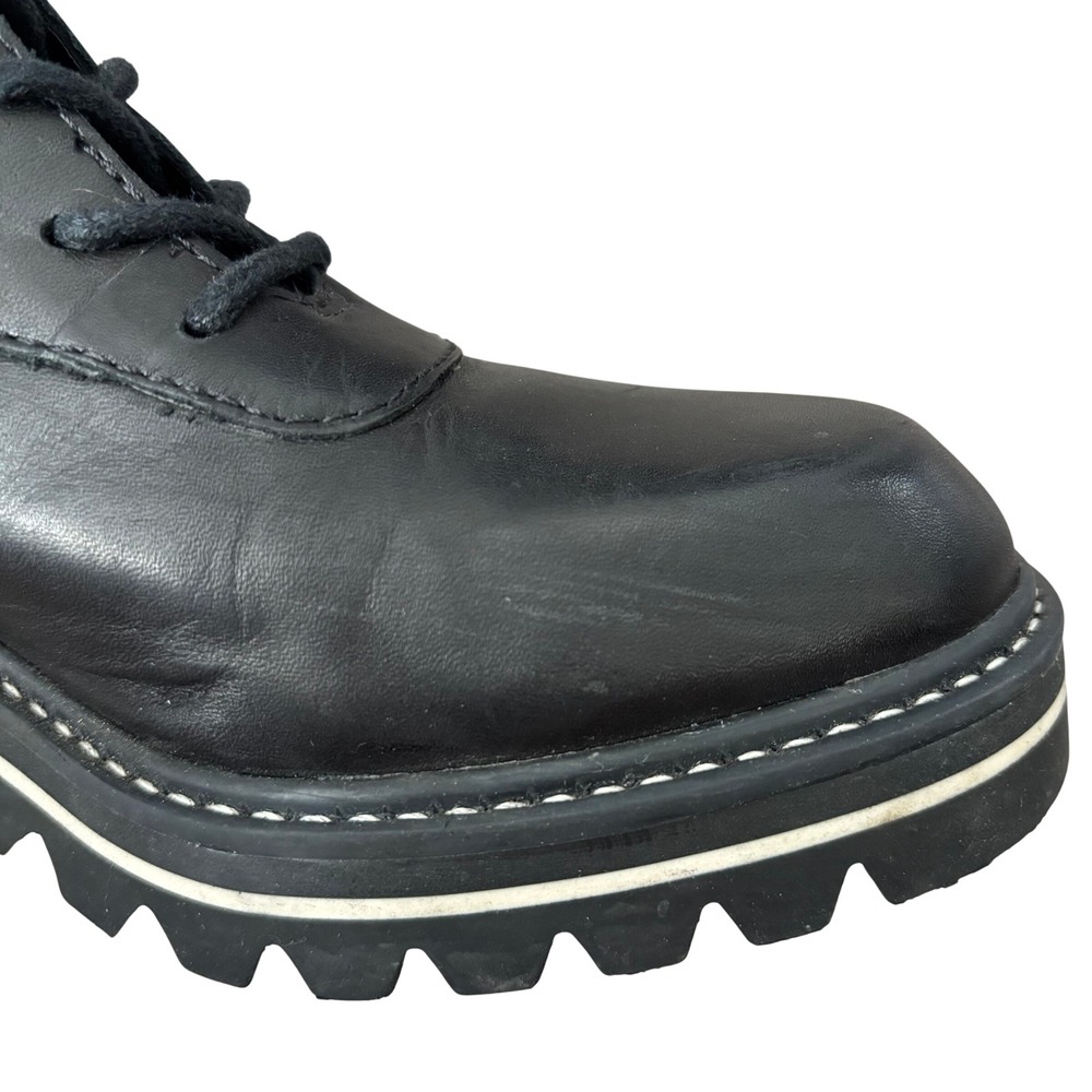 Bernardo Salerno Leather Lace Up Boot Women's Sz 8.5 Black Combat Lug Sole - Picture 6 of 11